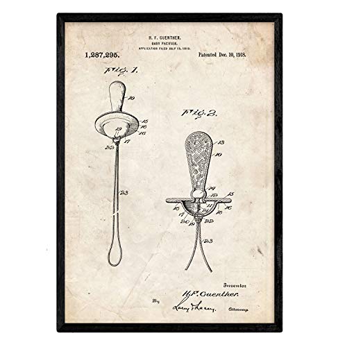 Poster con patente de Chupete. Lámina con diseño de patente antigua.-Artwork-Nacnic-Nacnic Estudio SL