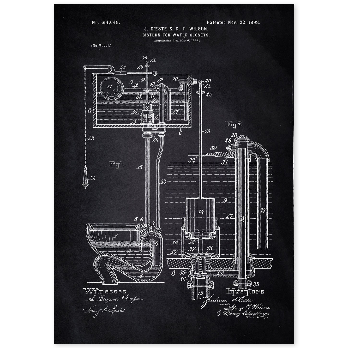 Poster con patente de Cisterna. Lámina con diseño de patente antigua-Artwork-Nacnic-A4-Sin marco-Nacnic Estudio SL