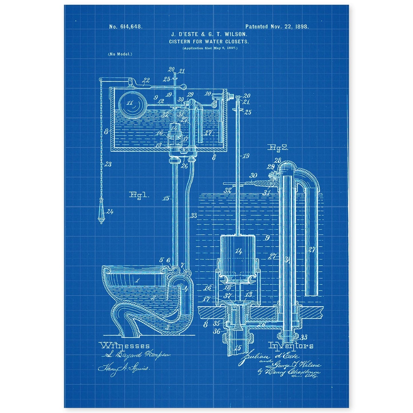 Poster con patente de Cisterna. Lámina con diseño de patente antigua-Artwork-Nacnic-A4-Sin marco-Nacnic Estudio SL