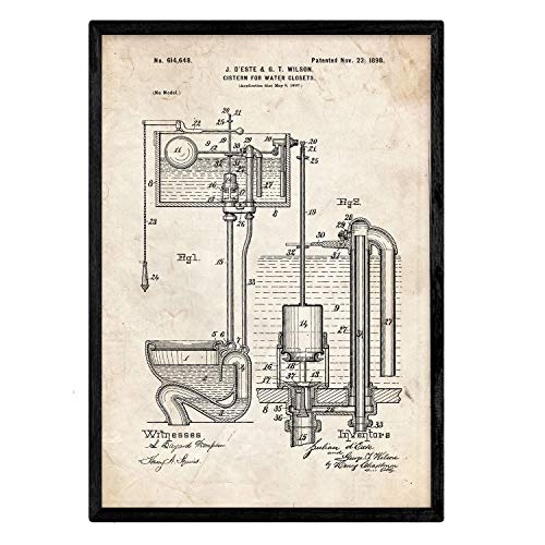 Poster con patente de Cisterna. Lámina con diseño de patente antigua.-Artwork-Nacnic-Nacnic Estudio SL
