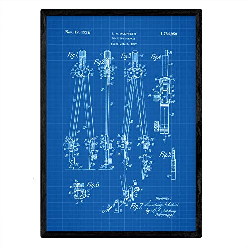 Poster con patente de Compas. Lámina con diseño de patente antigua-Artwork-Nacnic-Nacnic Estudio SL