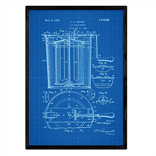 Poster con patente de Congelador de helados. Lámina con diseño de patente antigua-Artwork-Nacnic-Nacnic Estudio SL