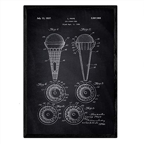 Poster con patente de Cono de helado. Lámina con diseño de patente antigua-Artwork-Nacnic-Nacnic Estudio SL