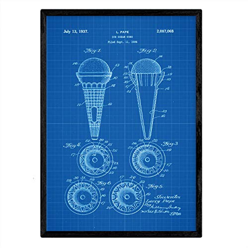 Poster con patente de Cono de helado. Lámina con diseño de patente antigua-Artwork-Nacnic-Nacnic Estudio SL