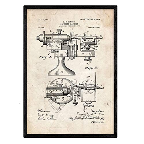 Poster con patente de Corta fiambres. Lámina con diseño de patente antigua.-Artwork-Nacnic-Nacnic Estudio SL