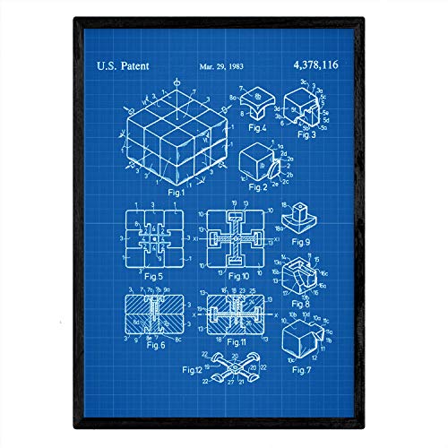 Poster con patente de Cubo de rubik. Lámina con diseño de patente antigua-Artwork-Nacnic-Nacnic Estudio SL