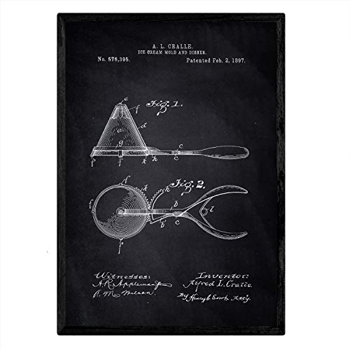 Poster con patente de Cuchara de helado. Lámina con diseño de patente antigua-Artwork-Nacnic-Nacnic Estudio SL