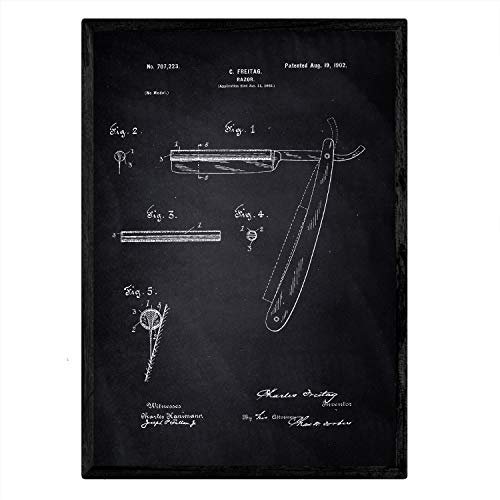 Poster con patente de Cuchilla de afeitar. Lámina con diseño de patente antigua-Artwork-Nacnic-Nacnic Estudio SL