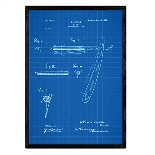 Poster con patente de Cuchilla de afeitar. Lámina con diseño de patente antigua-Artwork-Nacnic-Nacnic Estudio SL
