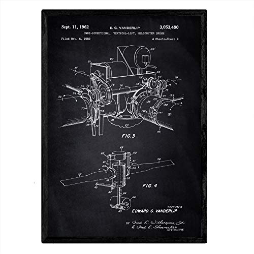 Poster con patente de Dron helicoptero 2. Lámina con diseño de patente antigua-Artwork-Nacnic-Nacnic Estudio SL