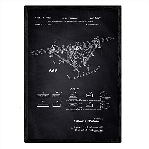 Poster con patente de Dron helicoptero 3. Lámina con diseño de patente antigua-Artwork-Nacnic-Nacnic Estudio SL