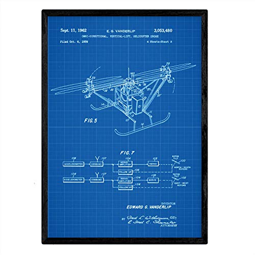 Poster con patente de Dron helicoptero 3. Lámina con diseño de patente antigua-Artwork-Nacnic-Nacnic Estudio SL