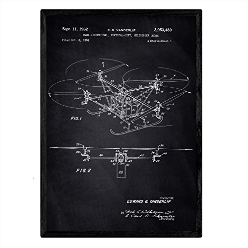 Poster con patente de Dron helicoptero. Lámina con diseño de patente antigua-Artwork-Nacnic-Nacnic Estudio SL