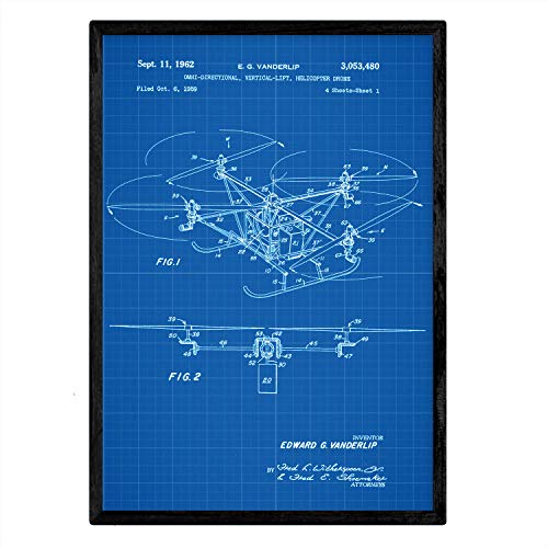 Poster con patente de Dron helicoptero. Lámina con diseño de patente antigua-Artwork-Nacnic-Nacnic Estudio SL