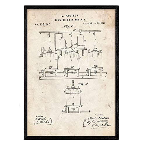 Poster con patente de Elaboración de cerveza. Lámina con diseño de patente antigua.-Artwork-Nacnic-Nacnic Estudio SL