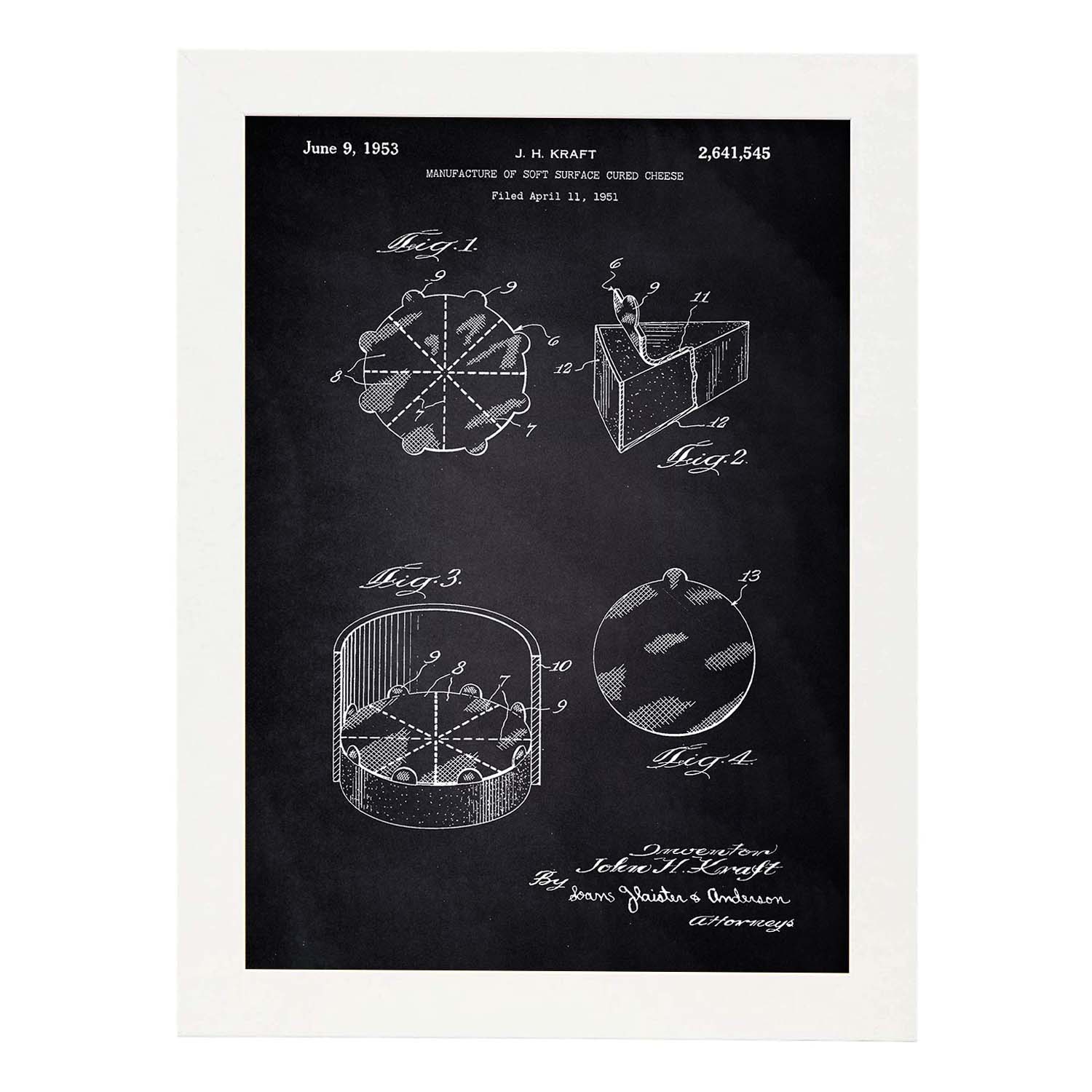 Poster con patente de Empaquetado de quesitos. Lámina con diseño de patente antigua-Artwork-Nacnic-A3-Marco Blanco-Nacnic Estudio SL