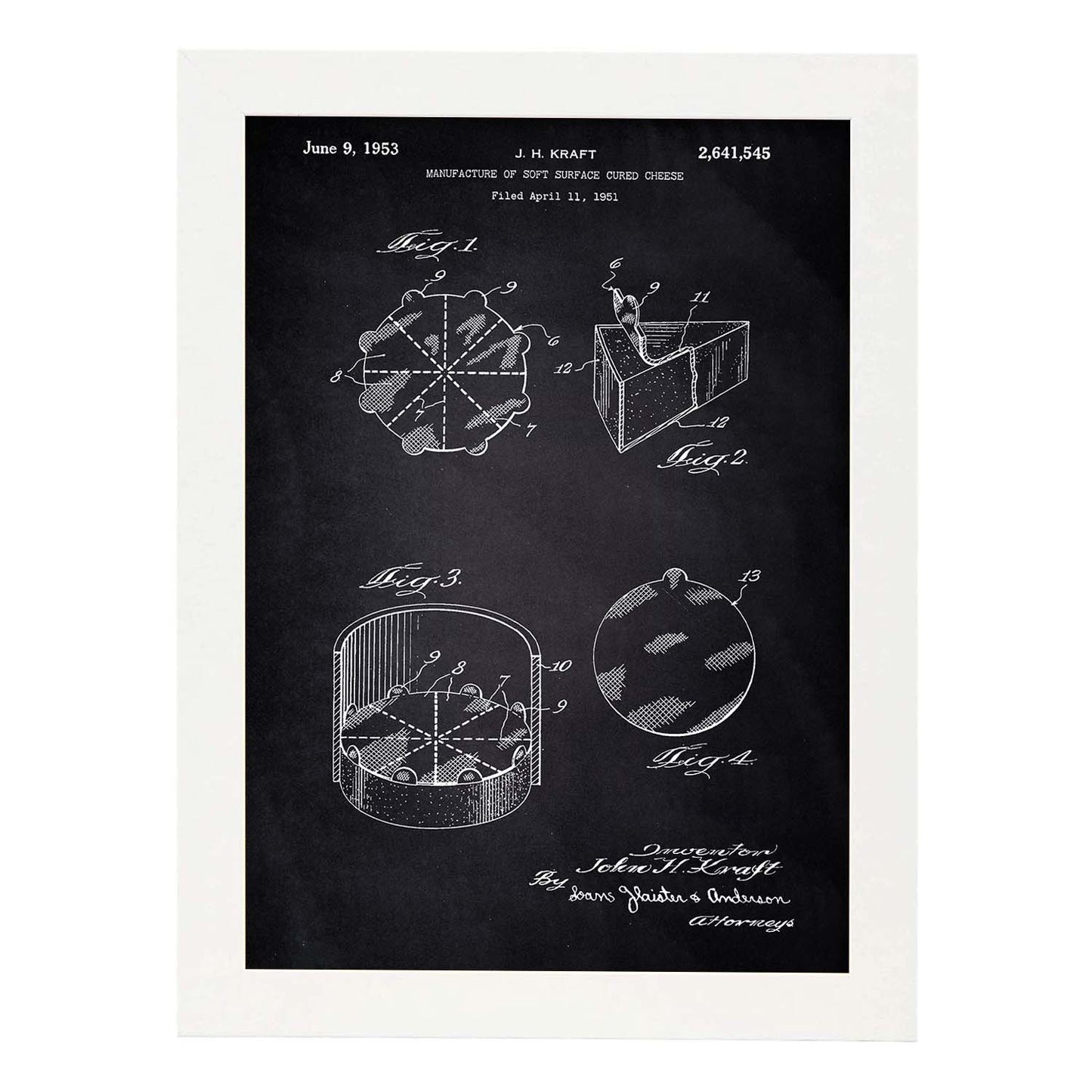 Poster con patente de Empaquetado de quesitos. Lámina con diseño de patente antigua-Artwork-Nacnic-A4-Marco Blanco-Nacnic Estudio SL