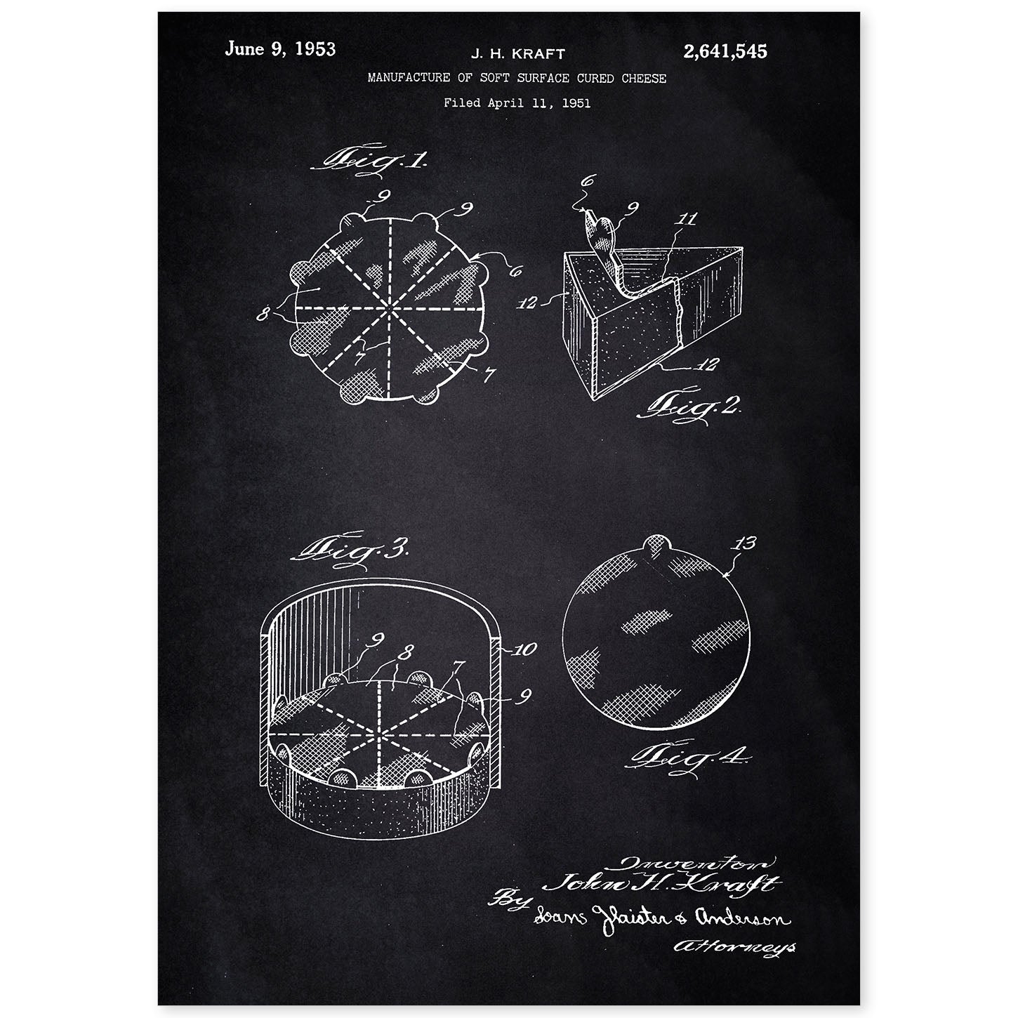 Poster con patente de Empaquetado de quesitos. Lámina con diseño de patente antigua-Artwork-Nacnic-A4-Sin marco-Nacnic Estudio SL