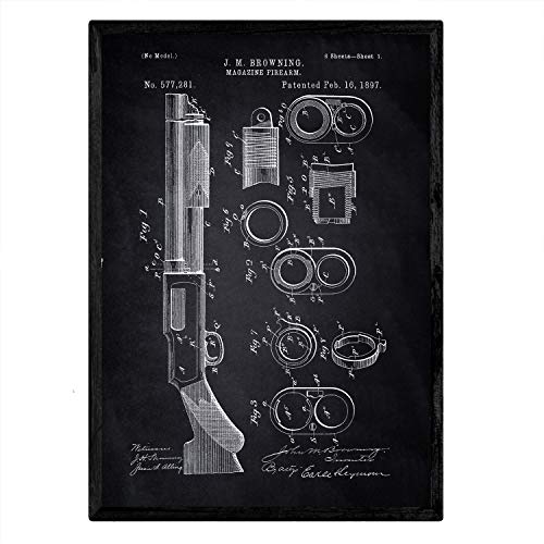 Poster con patente de Escopeta. Lámina con diseño de patente antigua-Artwork-Nacnic-Nacnic Estudio SL