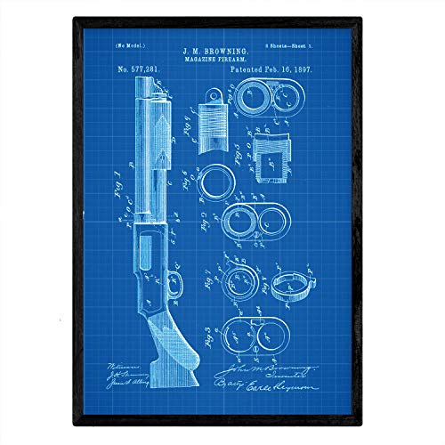 Poster con patente de Escopeta. Lámina con diseño de patente antigua-Artwork-Nacnic-Nacnic Estudio SL