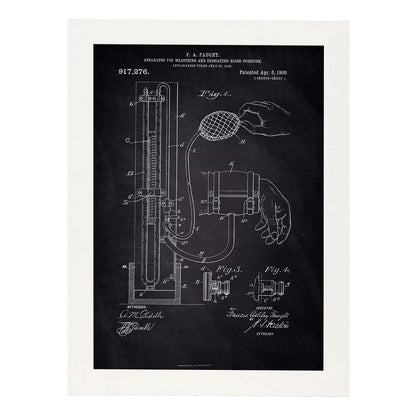 Poster con patente de Esfigmomanómetro. Lámina con diseño de patente antigua-Artwork-Nacnic-A4-Marco Blanco-Nacnic Estudio SL