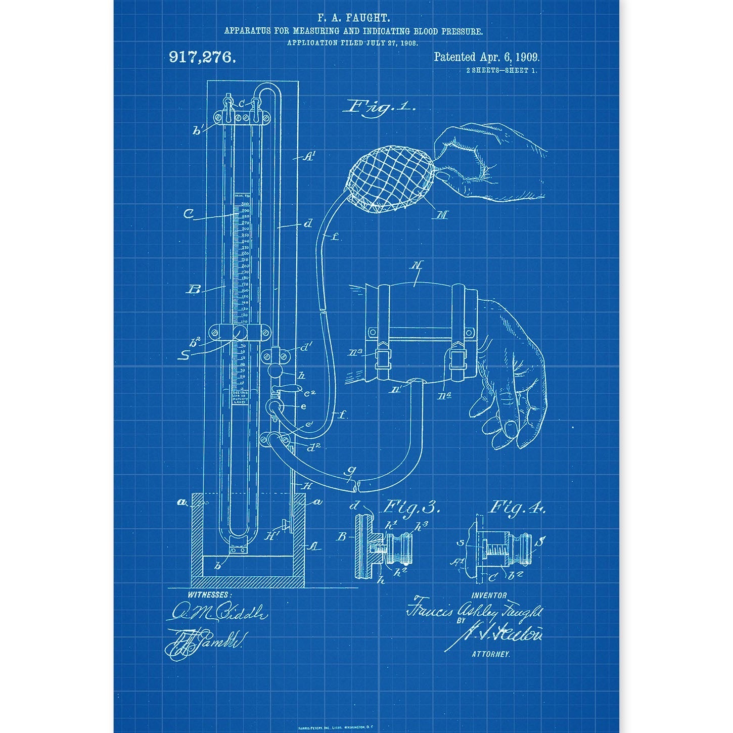 Poster con patente de Esfigmomanómetro. Lámina con diseño de patente antigua-Artwork-Nacnic-A4-Sin marco-Nacnic Estudio SL