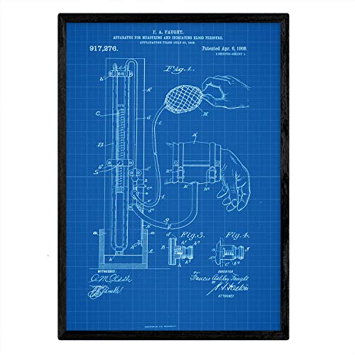 Poster con patente de Esfigmomanómetro. Lámina con diseño de patente antigua-Artwork-Nacnic-Nacnic Estudio SL