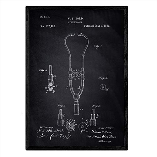 Poster con patente de Estetoscopio 2. Lámina con diseño de patente antigua-Artwork-Nacnic-Nacnic Estudio SL