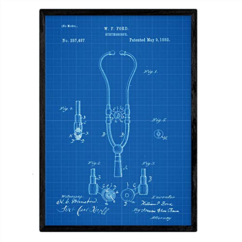 Poster con patente de Estetoscopio 2. Lámina con diseño de patente antigua-Artwork-Nacnic-Nacnic Estudio SL