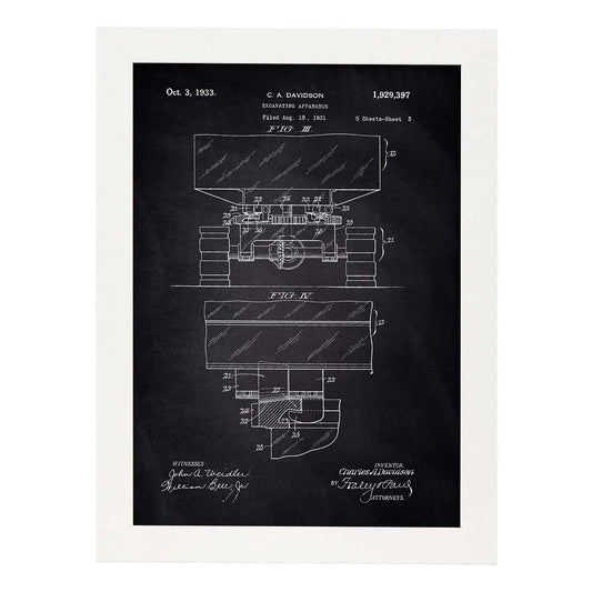 Poster con patente de Excavadora. Lámina con diseño de patente antigua-Artwork-Nacnic-A3-Marco Blanco-Nacnic Estudio SL