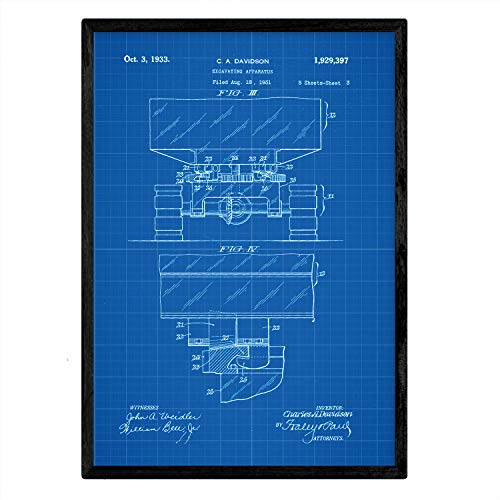 Poster con patente de Excavadora. Lámina con diseño de patente antigua-Artwork-Nacnic-Nacnic Estudio SL
