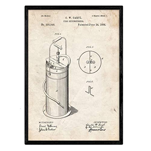 Poster con patente de Extintor 2. Lámina con diseño de patente antigua.-Artwork-Nacnic-Nacnic Estudio SL
