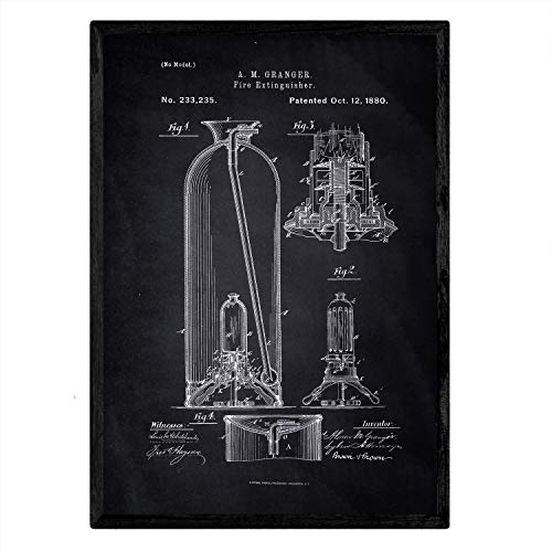 Poster con patente de Extintor. Lámina con diseño de patente antigua-Artwork-Nacnic-Nacnic Estudio SL