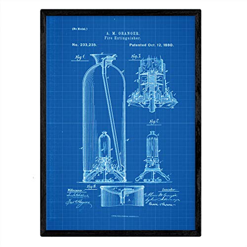 Poster con patente de Extintor. Lámina con diseño de patente antigua-Artwork-Nacnic-Nacnic Estudio SL