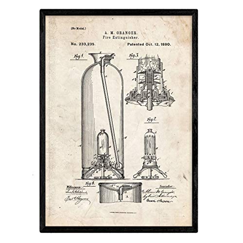 Poster con patente de Extintor. Lámina con diseño de patente antigua.-Artwork-Nacnic-Nacnic Estudio SL