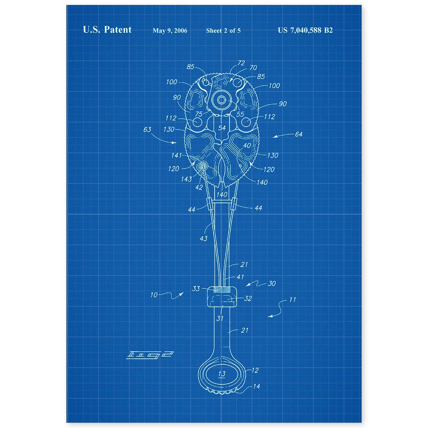 Poster con patente de fisurero escalada 2. Lámina con diseño de patente antigua-Artwork-Nacnic-A4-Sin marco-Nacnic Estudio SL
