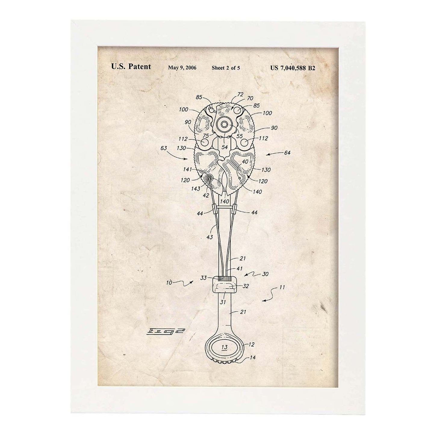 Poster con patente de Fisurero escalada 2. Lámina con diseño de patente antigua.-Artwork-Nacnic-A4-Marco Blanco-Nacnic Estudio SL