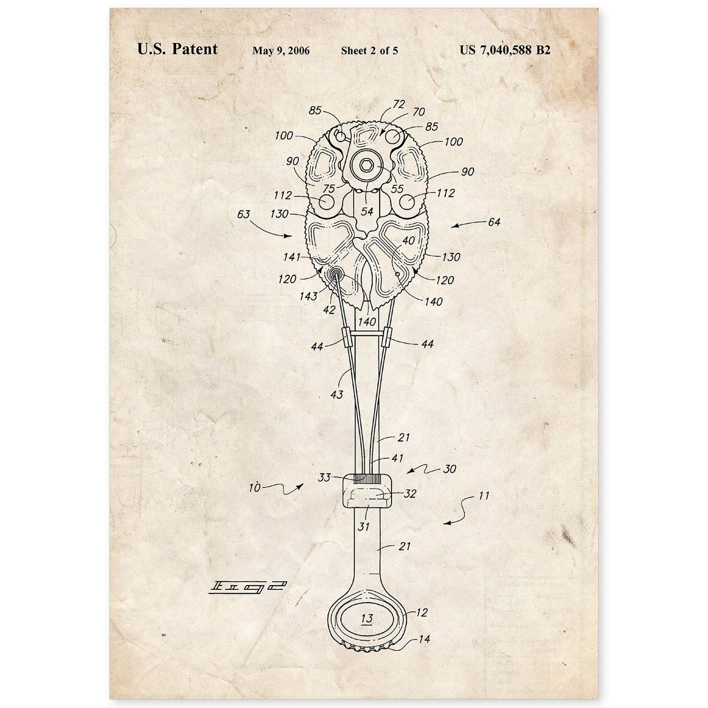 Poster con patente de Fisurero escalada 2. Lámina con diseño de patente antigua.-Artwork-Nacnic-A4-Sin marco-Nacnic Estudio SL