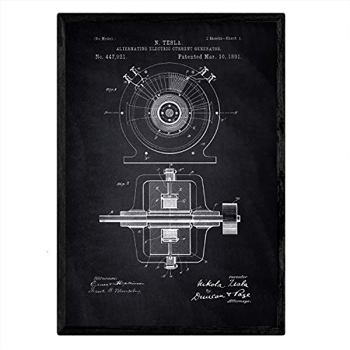 Poster con patente de Generador corriente alterna. Lámina con diseño de patente antigua-Artwork-Nacnic-Nacnic Estudio SL