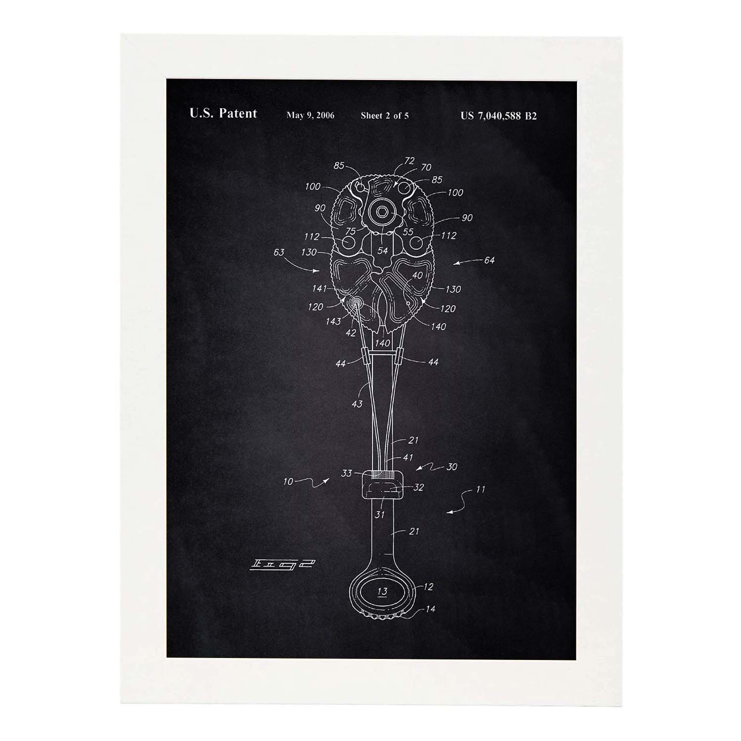 Poster con patente de Gri escalada 2. Lámina con diseño de patente antigua-Artwork-Nacnic-A3-Marco Blanco-Nacnic Estudio SL