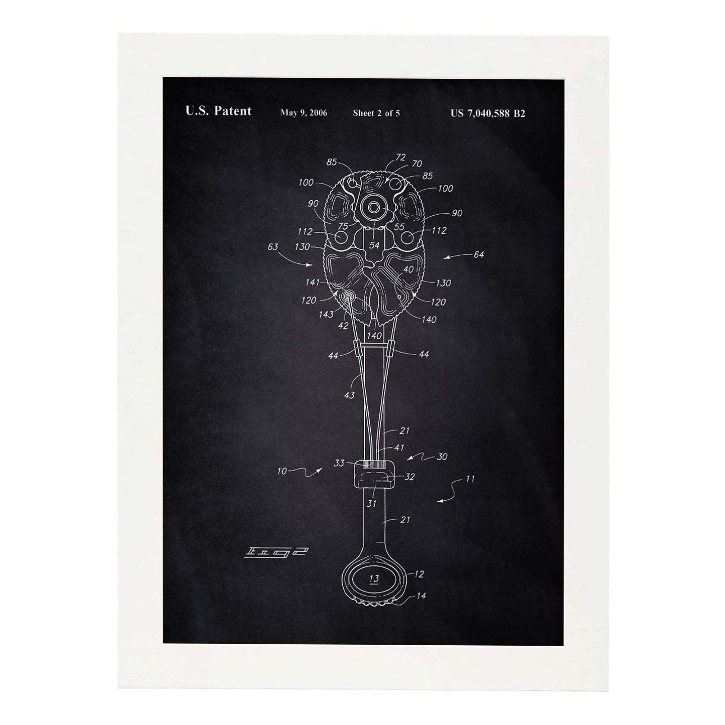 Poster con patente de Gri escalada 2. Lámina con diseño de patente antigua-Artwork-Nacnic-A4-Marco Blanco-Nacnic Estudio SL
