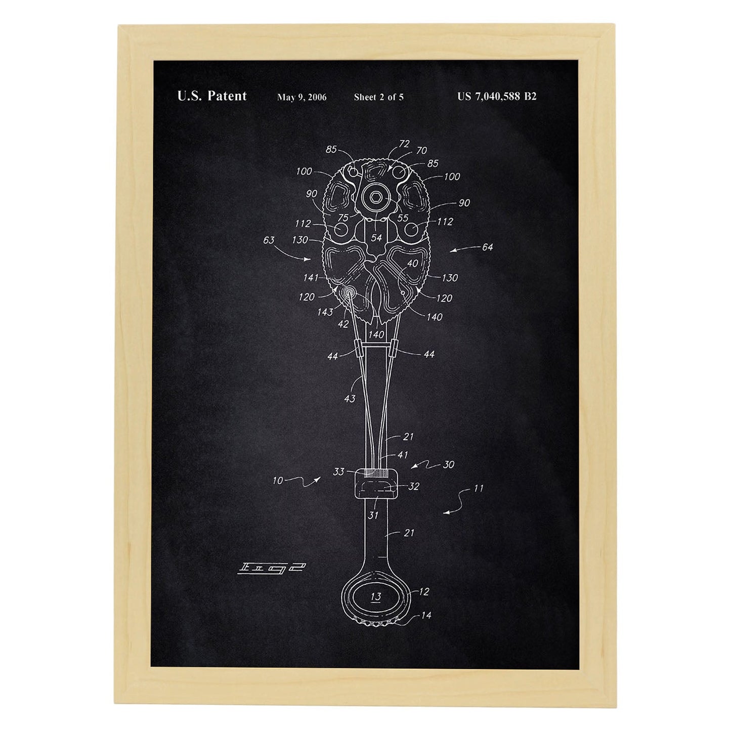 Poster con patente de Gri escalada 2. Lámina con diseño de patente antigua-Artwork-Nacnic-A4-Marco Madera clara-Nacnic Estudio SL