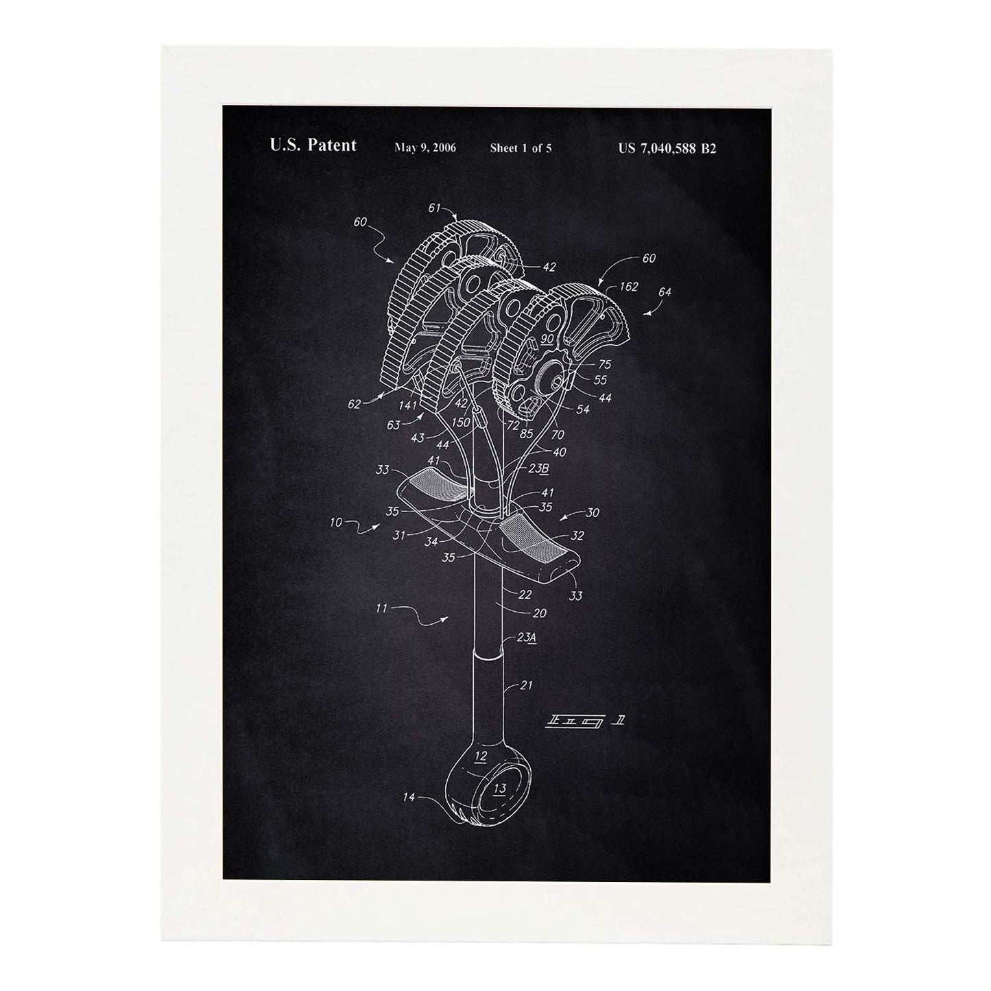 Poster con patente de Gri escalada. Lámina con diseño de patente antigua-Artwork-Nacnic-A3-Marco Blanco-Nacnic Estudio SL