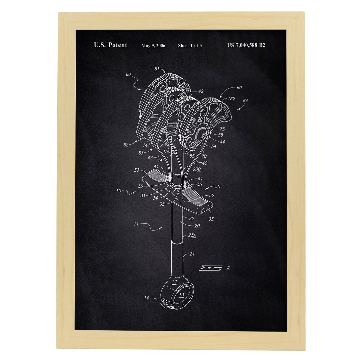 Poster con patente de Gri escalada. Lámina con diseño de patente antigua-Artwork-Nacnic-A3-Marco Madera clara-Nacnic Estudio SL