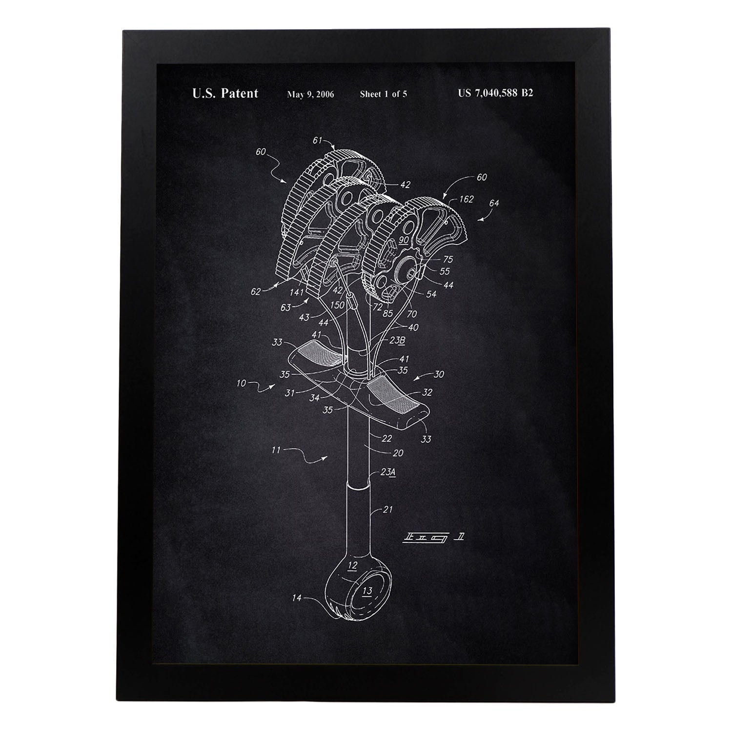 Poster con patente de Gri escalada. Lámina con diseño de patente antigua-Artwork-Nacnic-A3-Marco Negro-Nacnic Estudio SL
