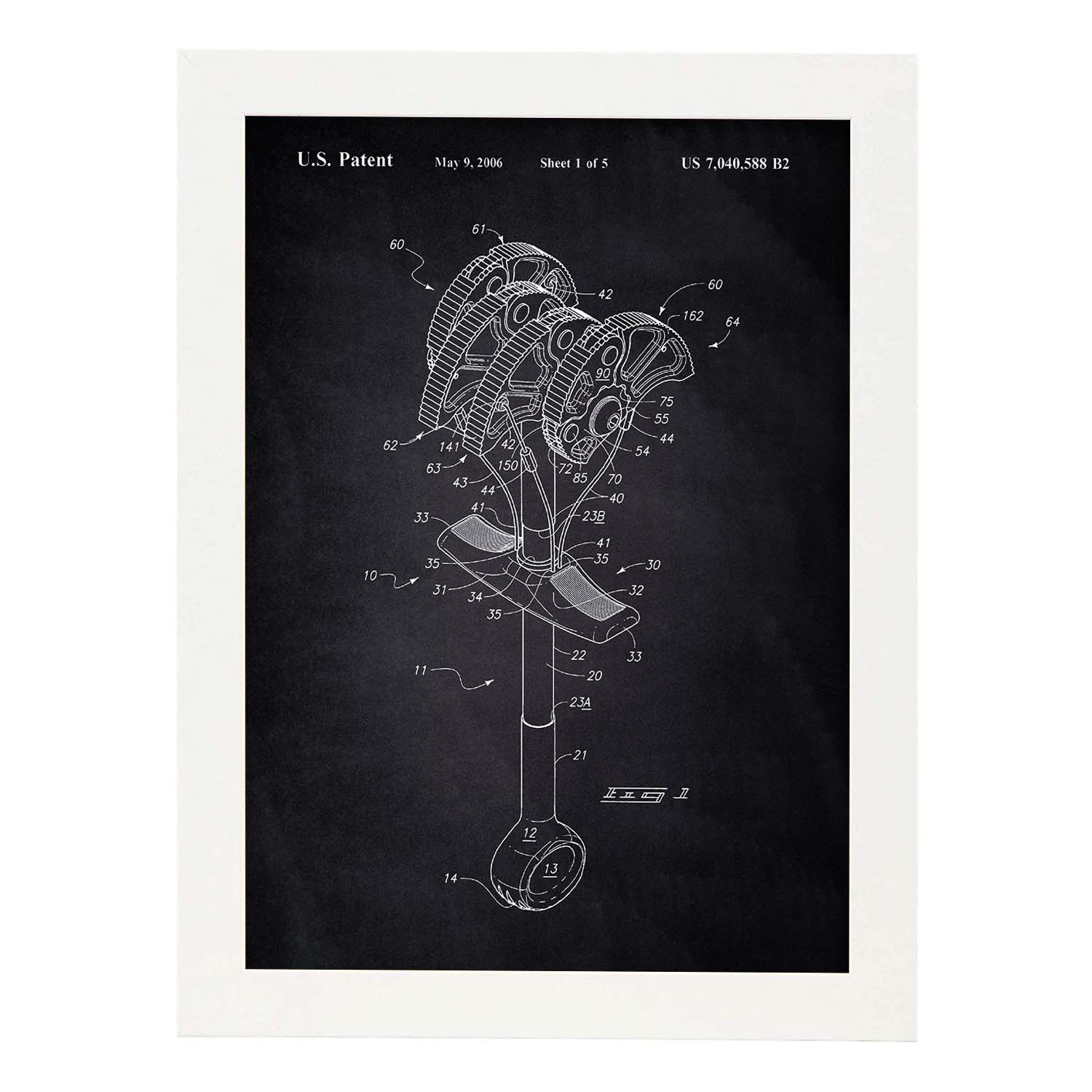 Poster con patente de Gri escalada. Lámina con diseño de patente antigua-Artwork-Nacnic-A4-Marco Blanco-Nacnic Estudio SL