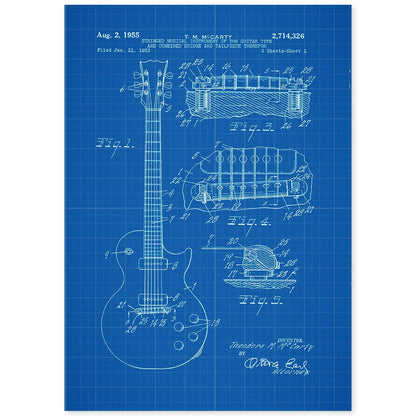 Poster con patente de Guitarra. Lámina con diseño de patente antigua-Artwork-Nacnic-A4-Sin marco-Nacnic Estudio SL
