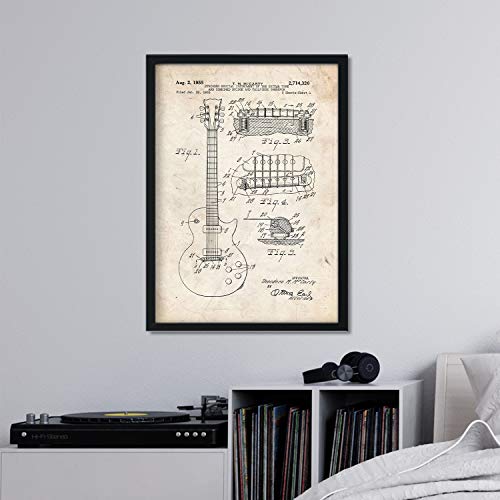 Poster con patente de Guitarra. Lámina con diseño de patente antigua.-Artwork-Nacnic-Nacnic Estudio SL