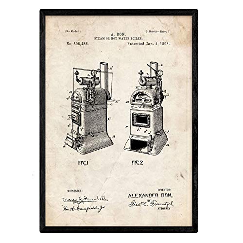 Poster con patente de Hervidor de agua. Lámina con diseño de patente antigua.-Artwork-Nacnic-Nacnic Estudio SL