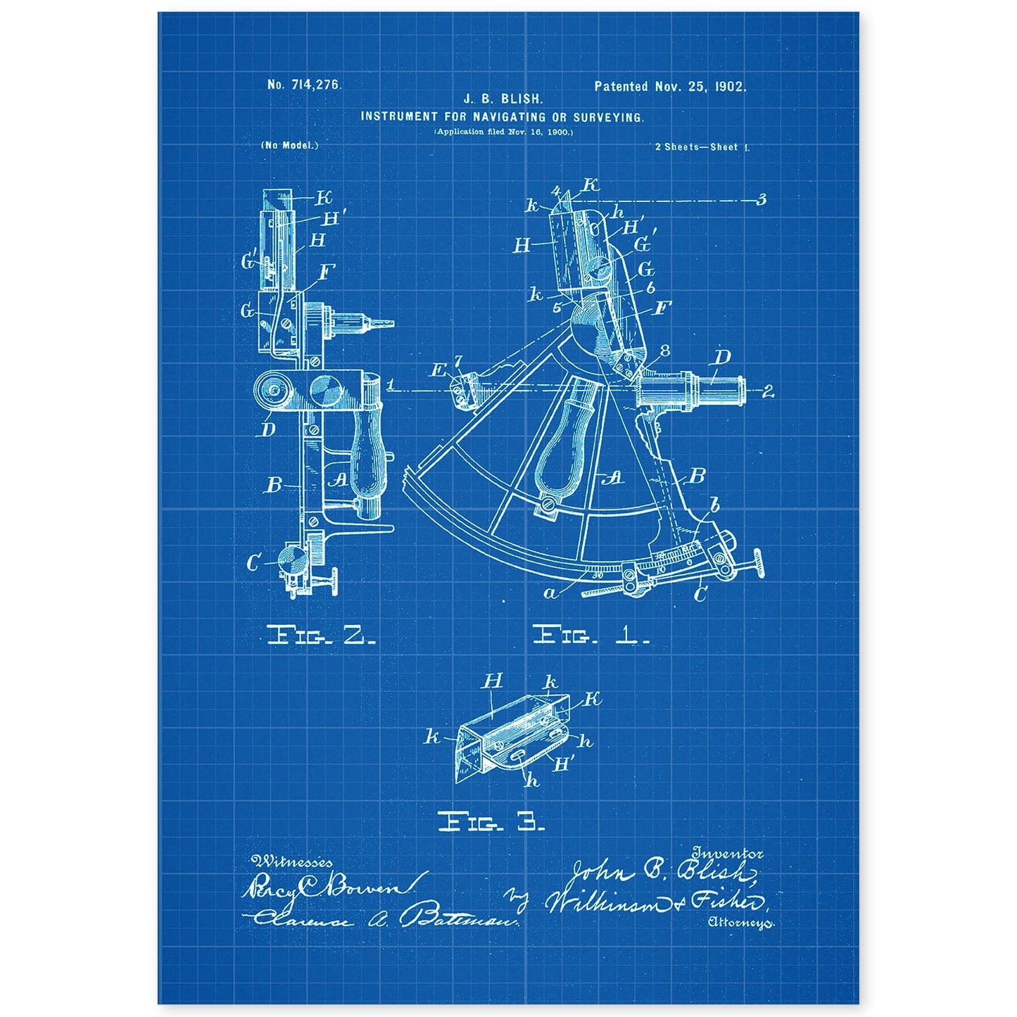 Poster con patente de Instrumento de navegacion 1. Lámina con diseño de patente antigua-Artwork-Nacnic-A4-Sin marco-Nacnic Estudio SL